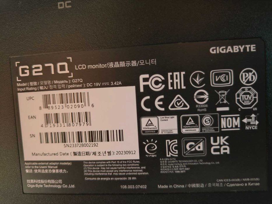 Монітор 27" Gigabyte G27Q Gaming Monitor -- 2K IPS 8-Bit
