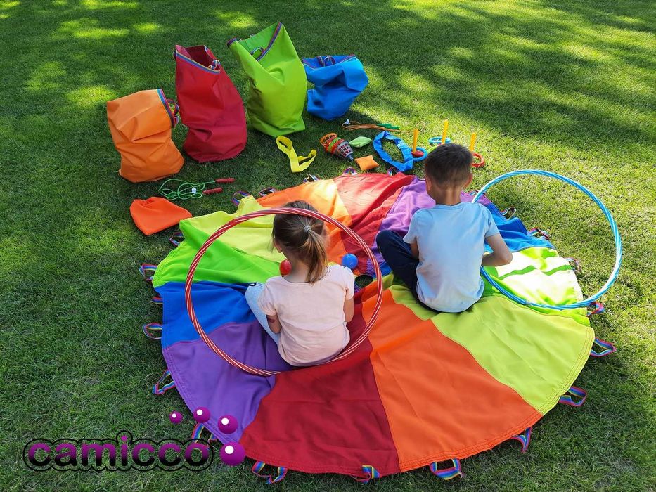 2 GUMA SENSORYCZNA tęczowa ANIMACYJNA tańca wesele gumy animatorów 7 m