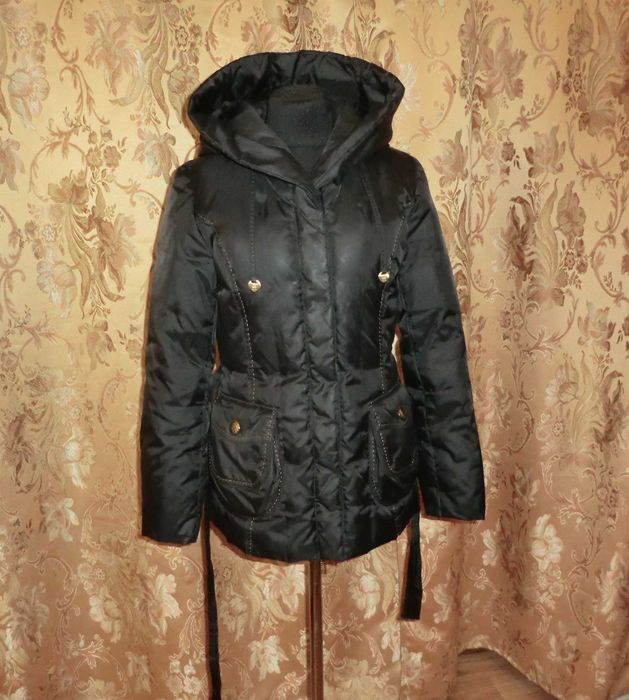 Пуховик snow owl чорний жіночий, куртка розмір L/M з капюшоном