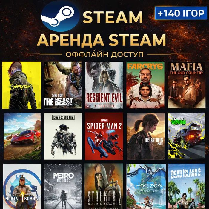 Аренда Steam с Mafia Old Country, Resident Evil Requiem Deluxe +140iгр