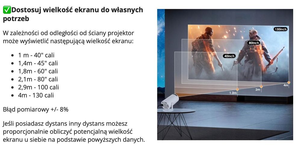 PROJEKTOR RZUTNIK Android TV WIiFi Uhd 4K Przenośny Smart Głośnik