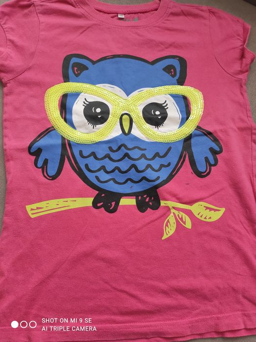 Koszulka T-shirt 140/146 różowa z nadrukiem