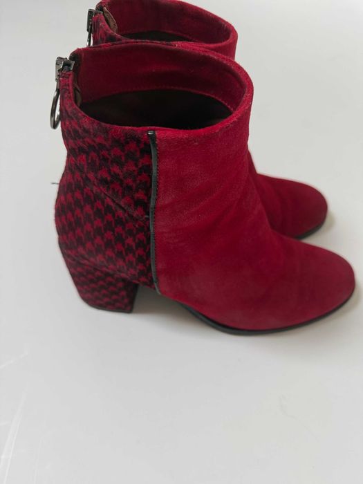 Burgundowe botki, skóra zamszowa, Venezia, rozm. 39
