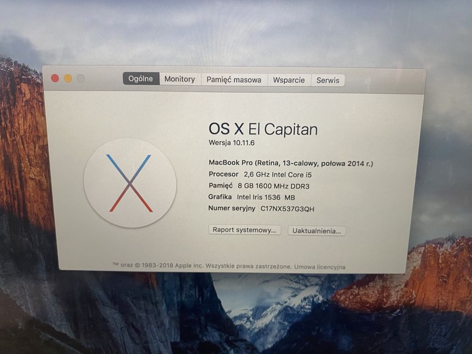 MacBook Pro 2014 8gb RAM 128gb