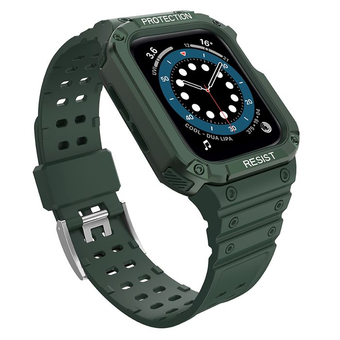 Pasek z etui ochronnym Protect Strap Band do Apple Watch 42 / 44 / 45 mm opaska obudowa pancerna - zielony