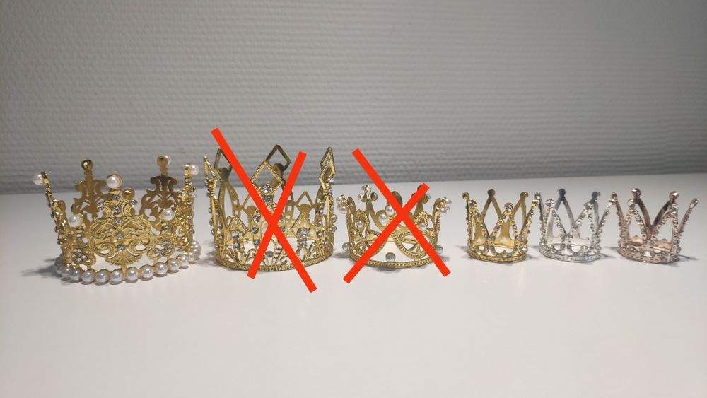 Корона на торт 15;12,5;6;3 см, глітер (блистівки), топер