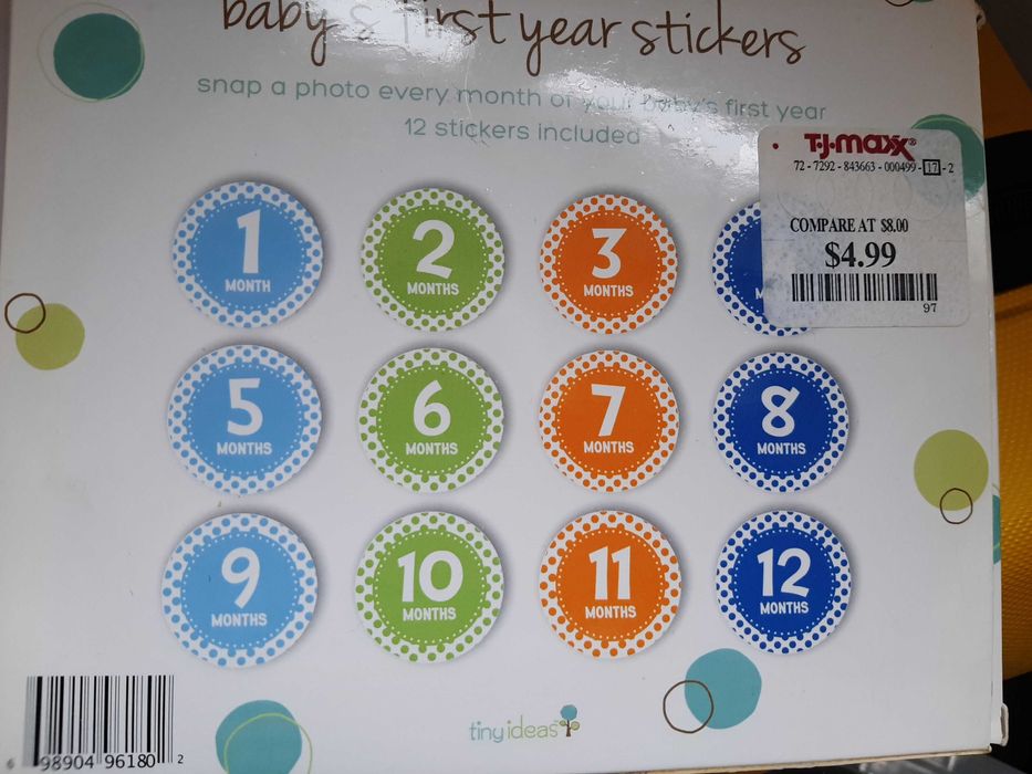 Наклейки для фотосъёмки малыша от  1 месяца 12 месяцев