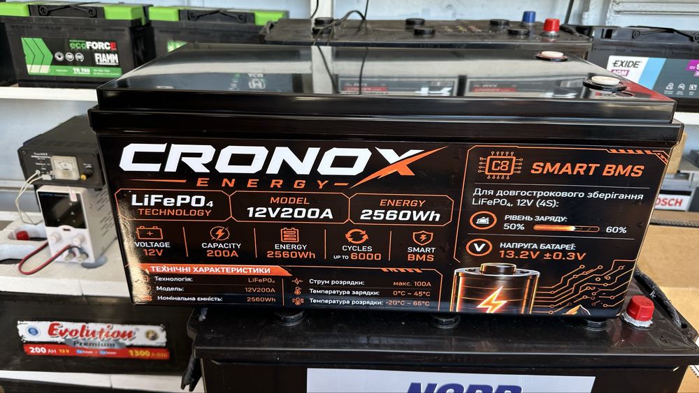 CRONOX ENERGY LiFePO4 12V 200Ah 2560Wh та 12V 105Ah 1344Wh
