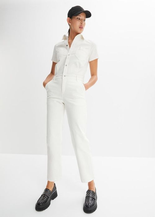 B.P.C kombinezon śmietankowy jeansowy z kołnierzykiem r.40