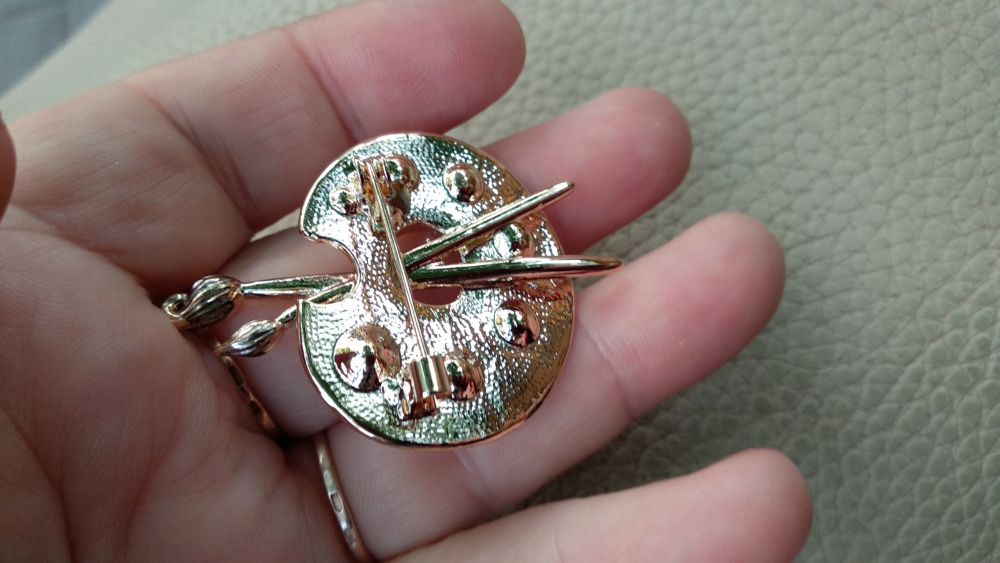 подарочная брошь кулон 2в1 камни ХУДОЖНИК акварель кисти эмаль