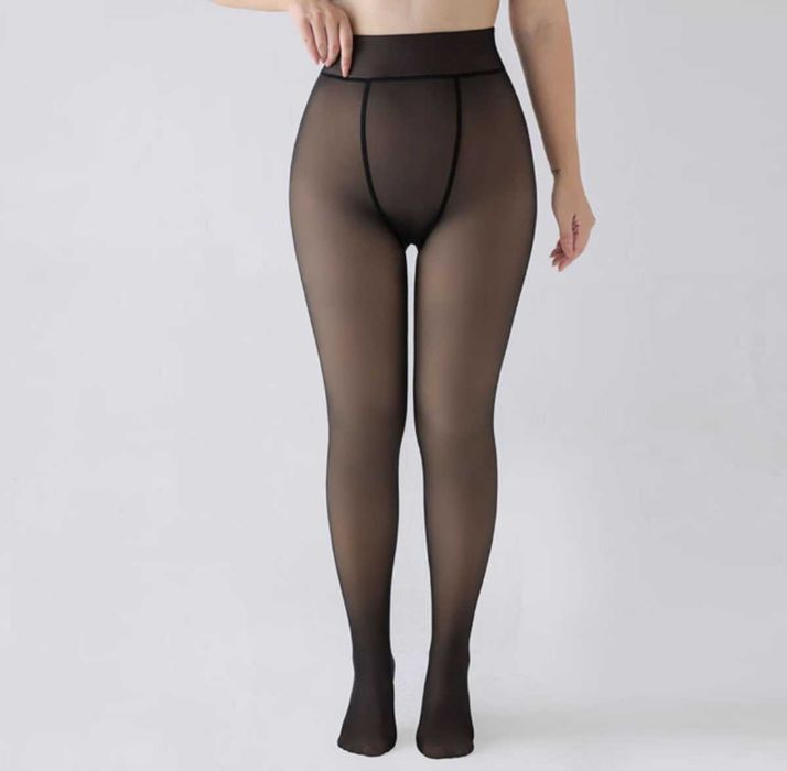 Колготки на флисе вторая кожа имитация голых ног баталы 50-52р.
