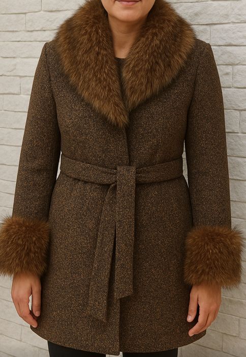 Płaszcz brązowa futro panterka M/L/38/40