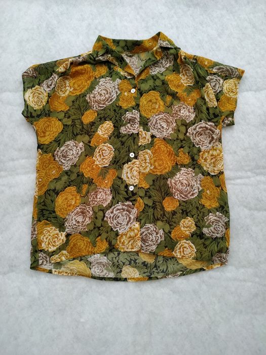 Koszula damska, Max Mara  vintage M, krótki rękaw, kwiaty, wzór