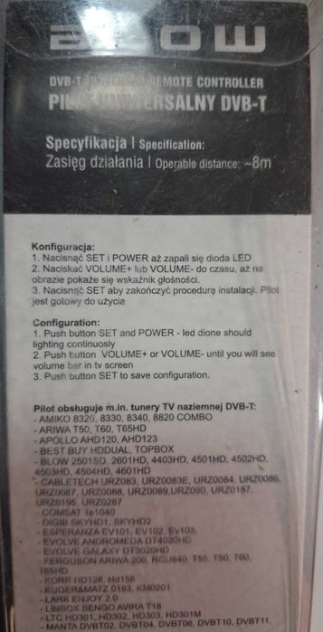 PILOT Uniwersalny Do Dekodera DVB-T Zasięg 8m