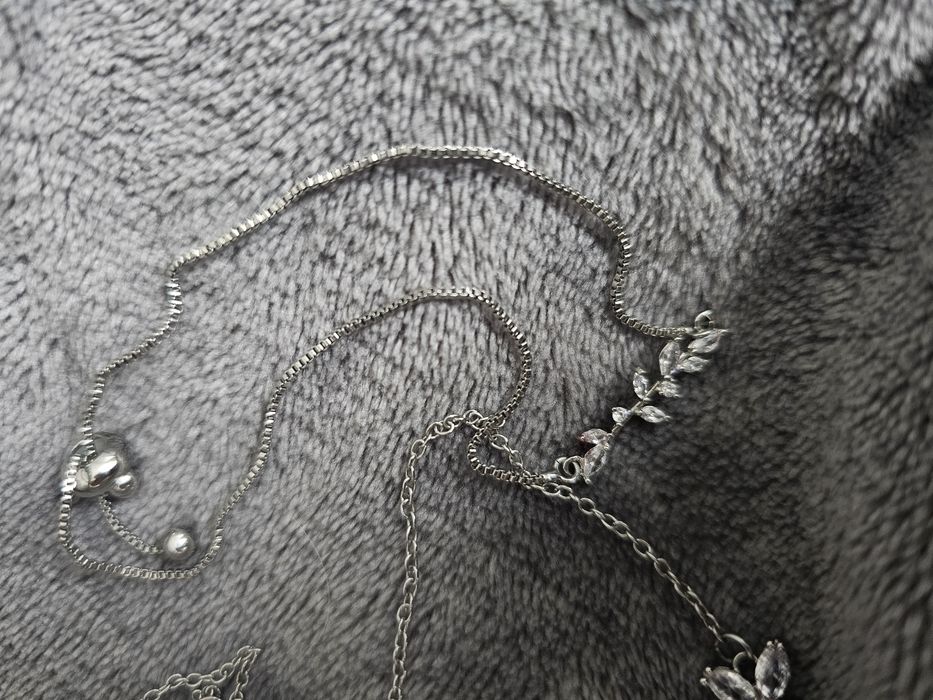 Biżuteria ślubna 3 elementy bransoletka kolczyki łańcuszek