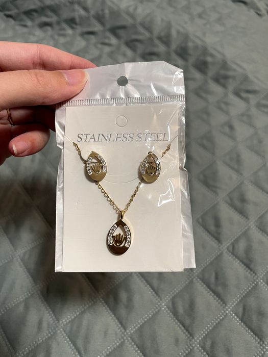 Zestaw kolczyki + celebrytka stal chirurgiczna