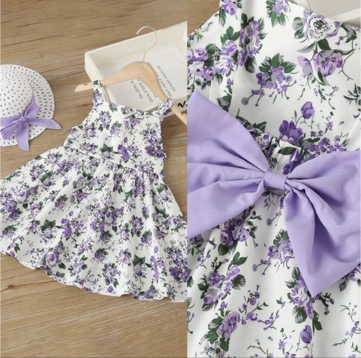 сукня з бантом на спинці у квітковий принт на дівчинку 110 см