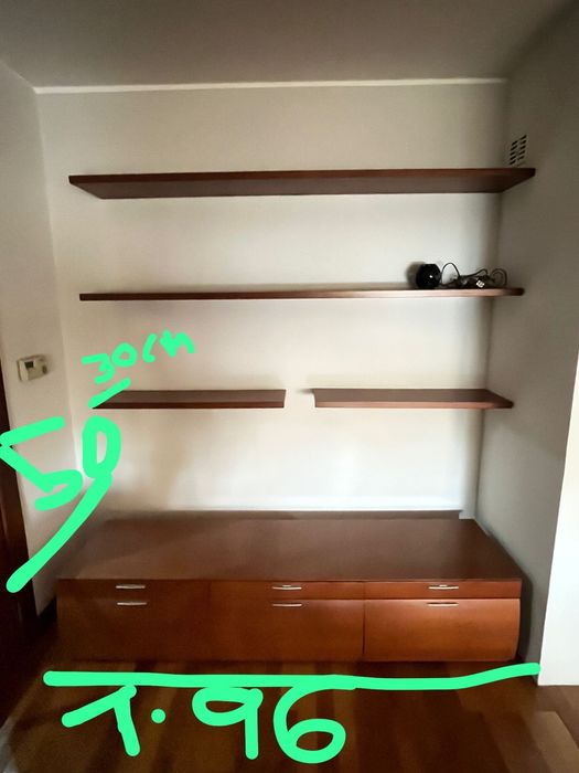 Conjunto estante e consola madeira cerejeira + Prateleiras