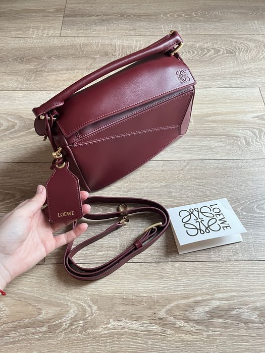 Bordowa torebka loewe puzzle skórzana