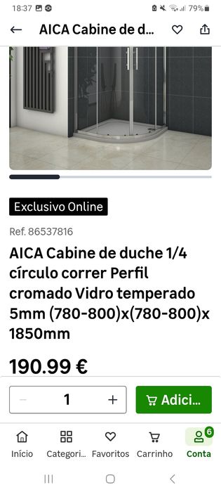 Cabine de duche 1/4 círculo