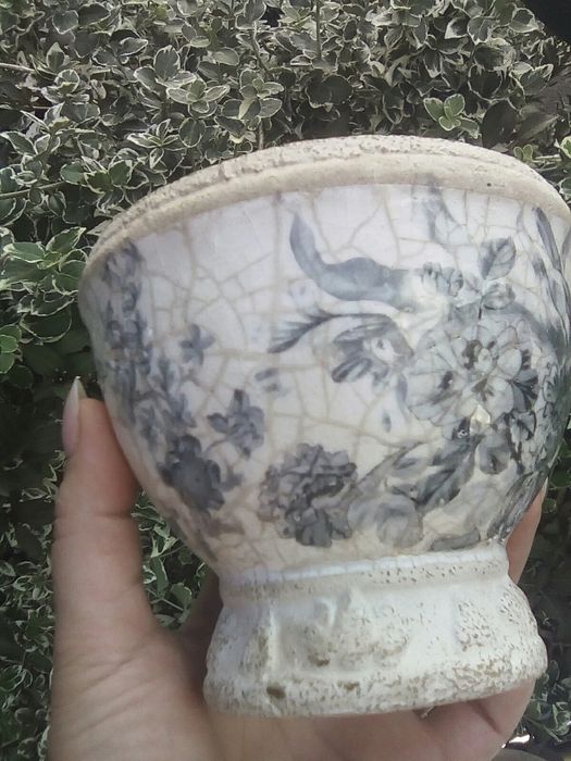 Donice ceramiczne, Provance, Beż sepia i mozaika szarość Grey.