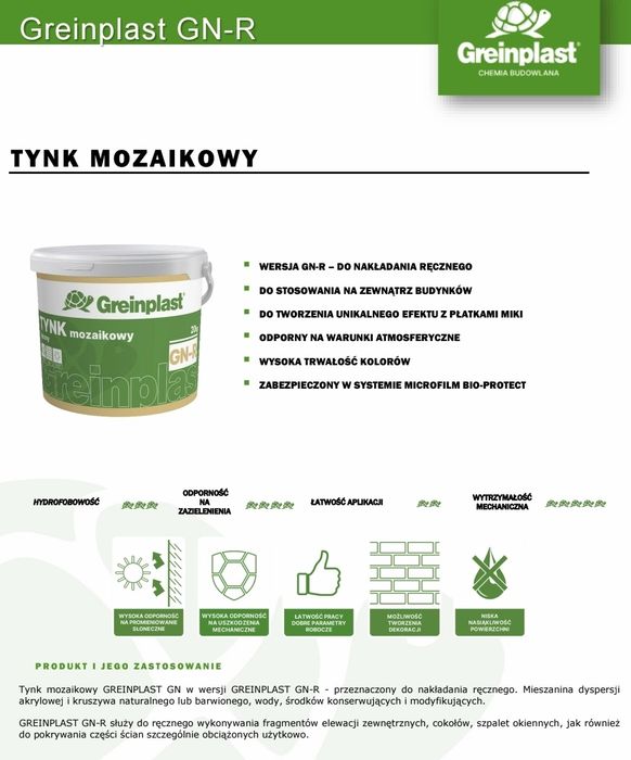 Tynk mozaikowy żywiczny mozaika Greinplast mika GN-R R1103 60kg 22-27m2 warte 960zł