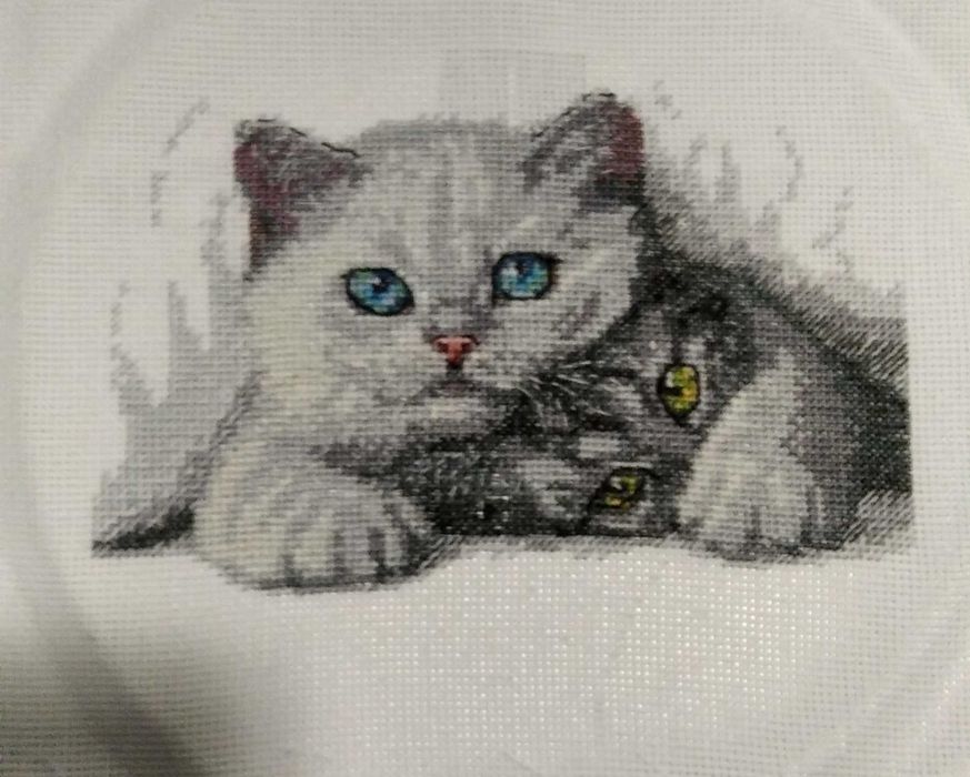 Quadro ponto de cruz Gato