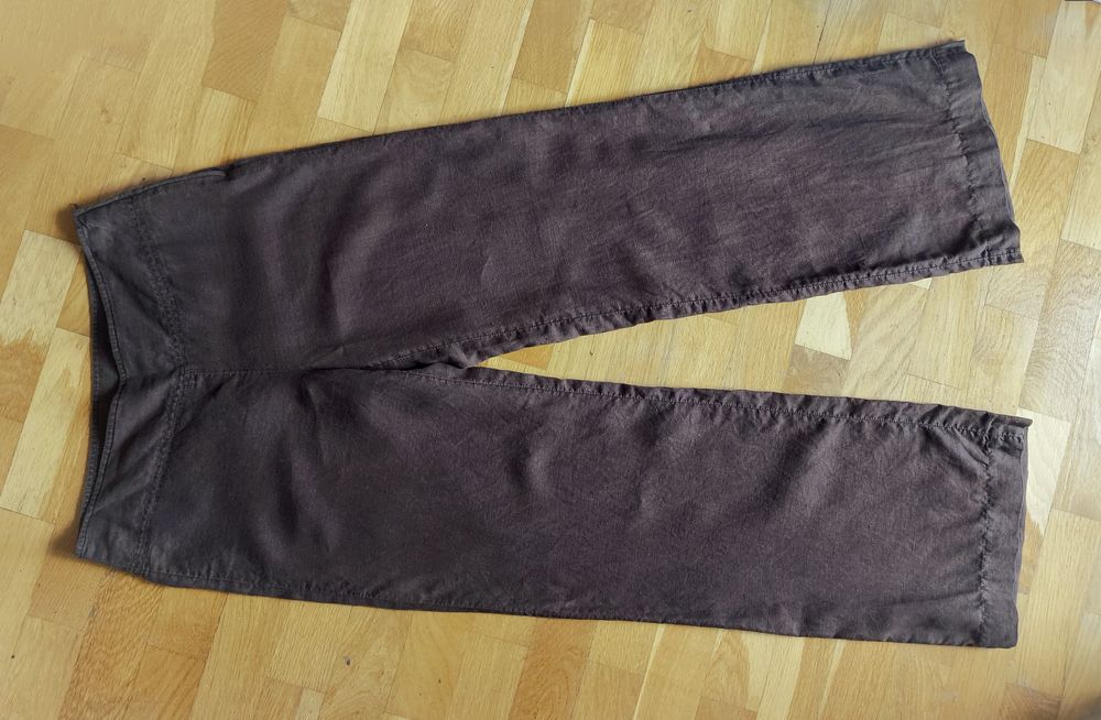 HM 36 S / 38 M spodnie lato 100% len brąz szerokie nogawki