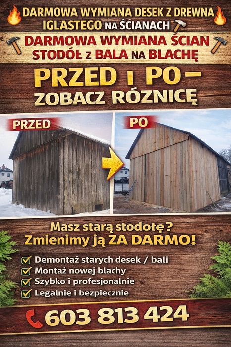 Deski Stare Bale Wymiana desek, Stodoły