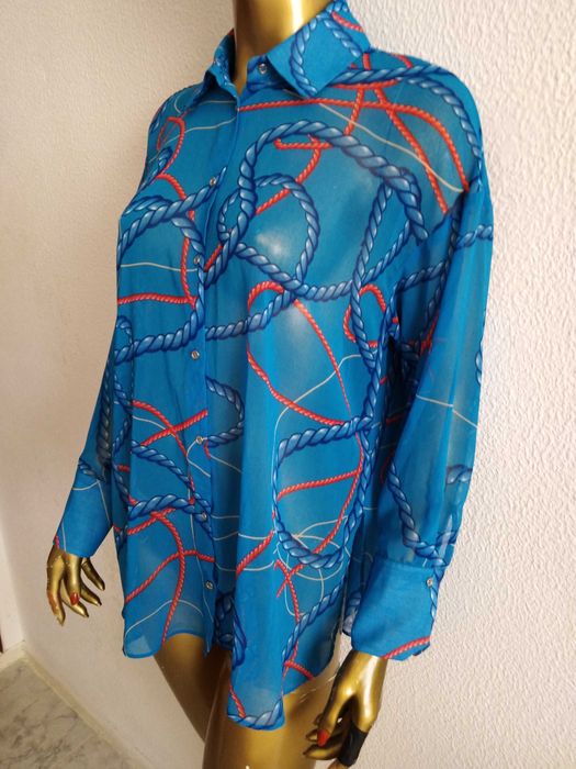 Camisa Colorida Azul Cordel Zara S