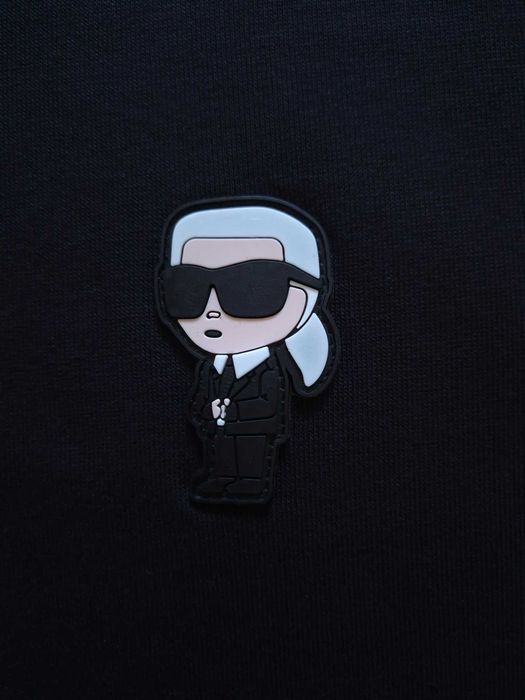 Karl Lagerfeld Męski T-shirt Czarny L Logo Karl Ikonik