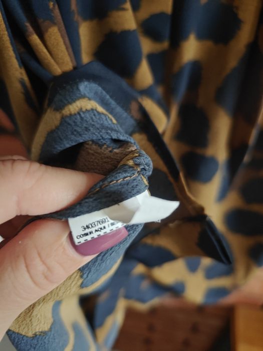 Sukienka Mango L wiązana koszulowa guziki kołnierzyk pracy dzień