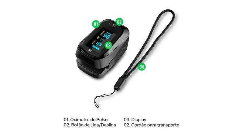 Oxímetro + estojo. Monitor de FC e saturaçãode oxigénio. Novo.