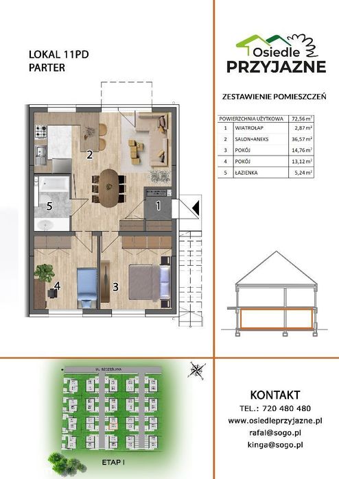 73 m² + OGRÓD 40 m² +m. parkingowe + rolety - odbiór WRZESIEŃ 2026