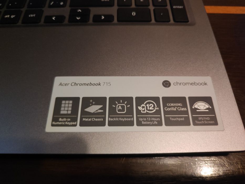 Laptop chromebook Acer 715 podśw klaw stan idealny