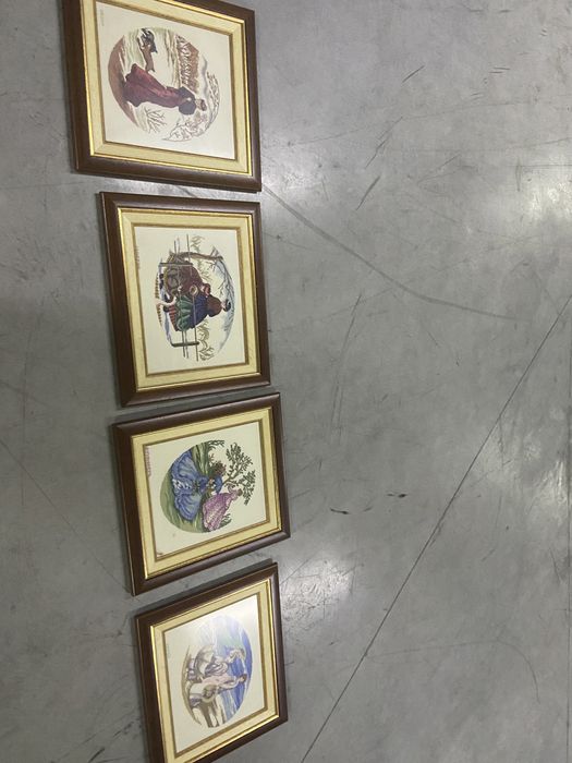 Quadros em ponto cruz fetos a mao como novos molduras novas em madeira