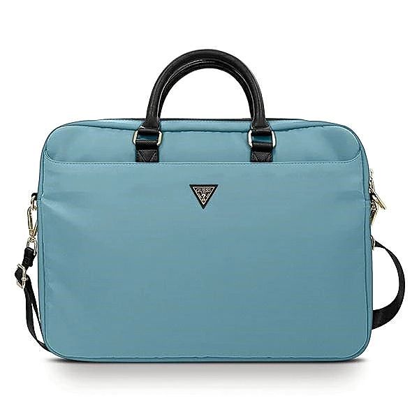 Torba Guess Nylon Triangle Logo na laptopa 16" - niebieska