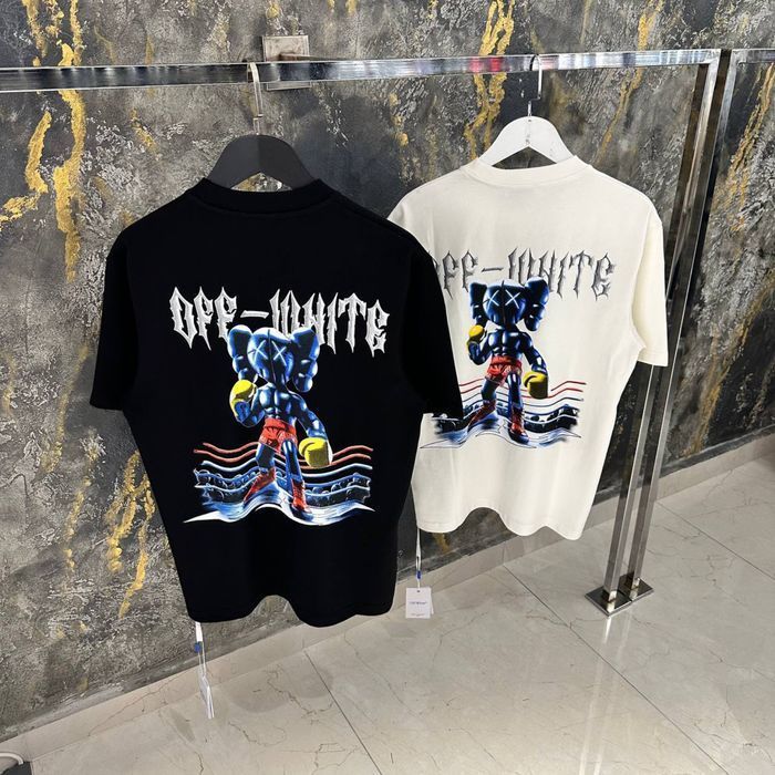 Off-white x kaws футболка мужская оверсайз унисекс
