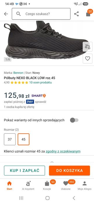 Półbuty NEXO BLACK LOW  47