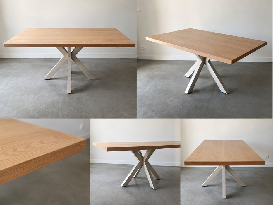 Mesa em madeira com os pes em branco