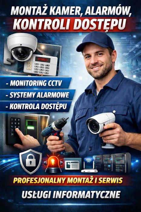 Montaż kamer, alarmów i sieci LAN WiFi usługi IT