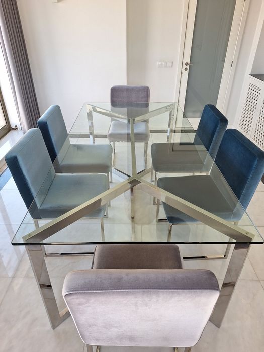 8 Cadeiras jantar em aço inox - Interdesign