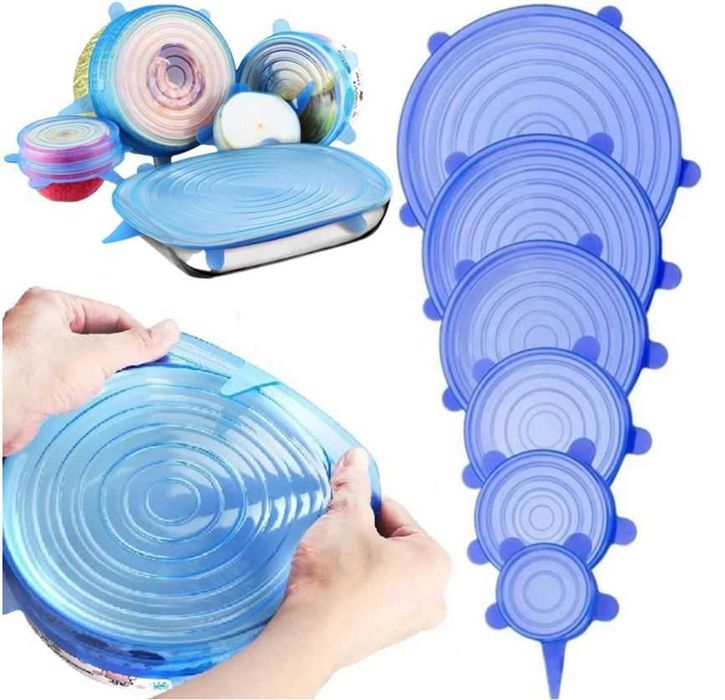 Zestaw pokrywek silikonowych uniwersalne 6 sztuk różne rozmiary