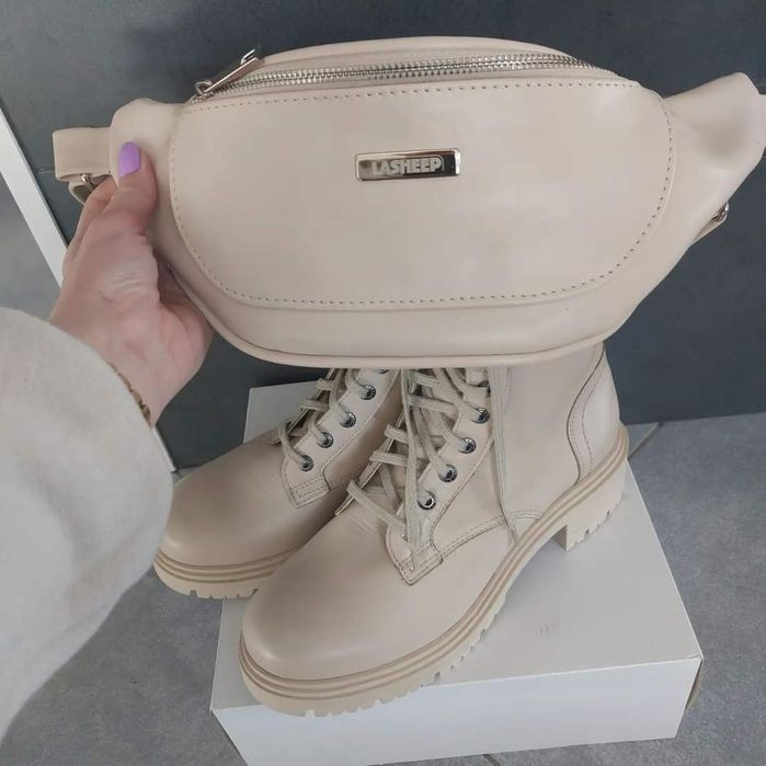 Eleganckie botki trapery wiosenne naturalna skóra