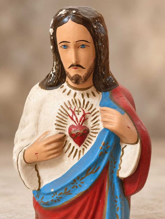 Przedwojenna figurka Jezusa – Najświętsze Serce