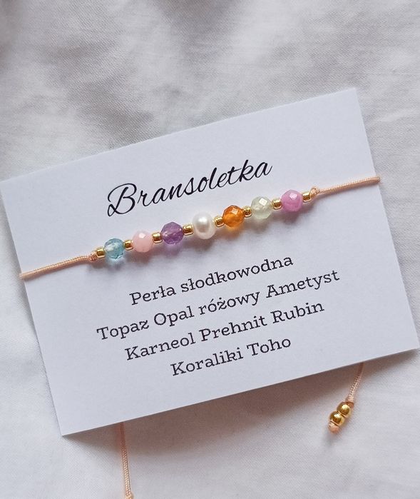 Bransoletka kamienie naturalne perła karneol ametyst topaz