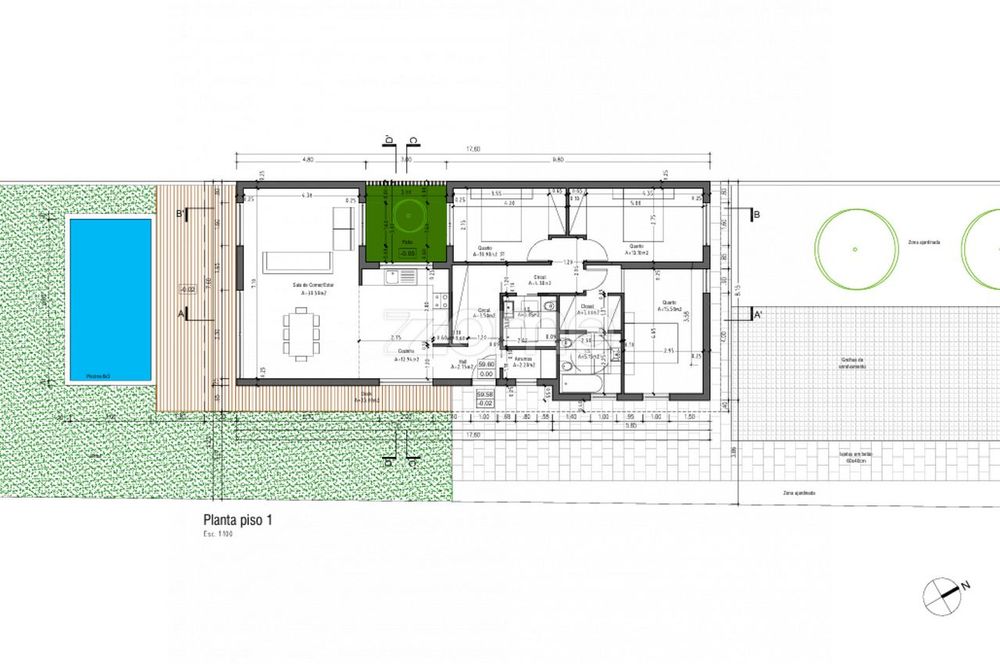 Terreno c/ Projeto Aprovado para Moradia T3 Térrea | Piscina | 1500m2