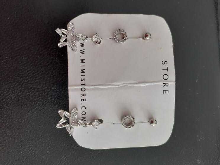 Conjunto de 3 brincos em aço, MiniStore.