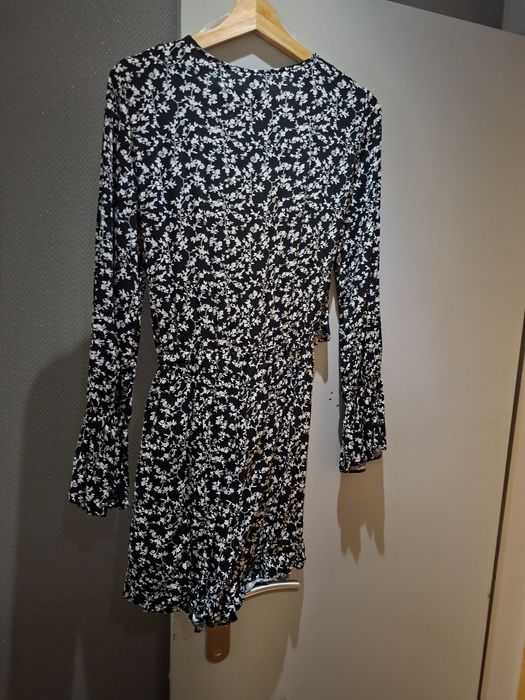 Vestido/Calção Floral Preto e Branco