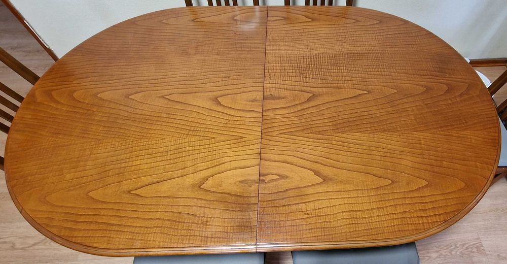 Mesa de Jantar Extensível em Madeira + 6 Cadeiras (conjunto completo)